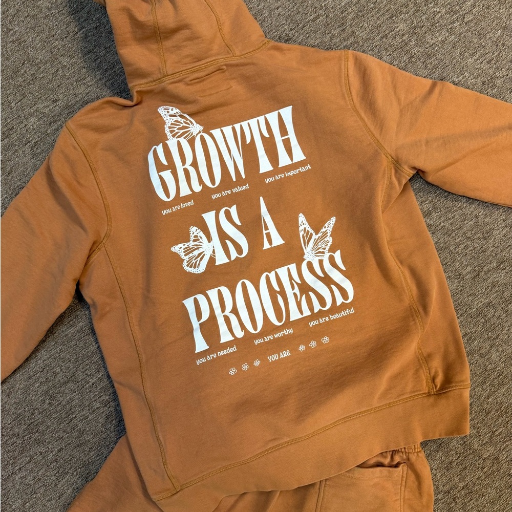 CHNGE orange Hoodie with White Text - Picture 9 of 10